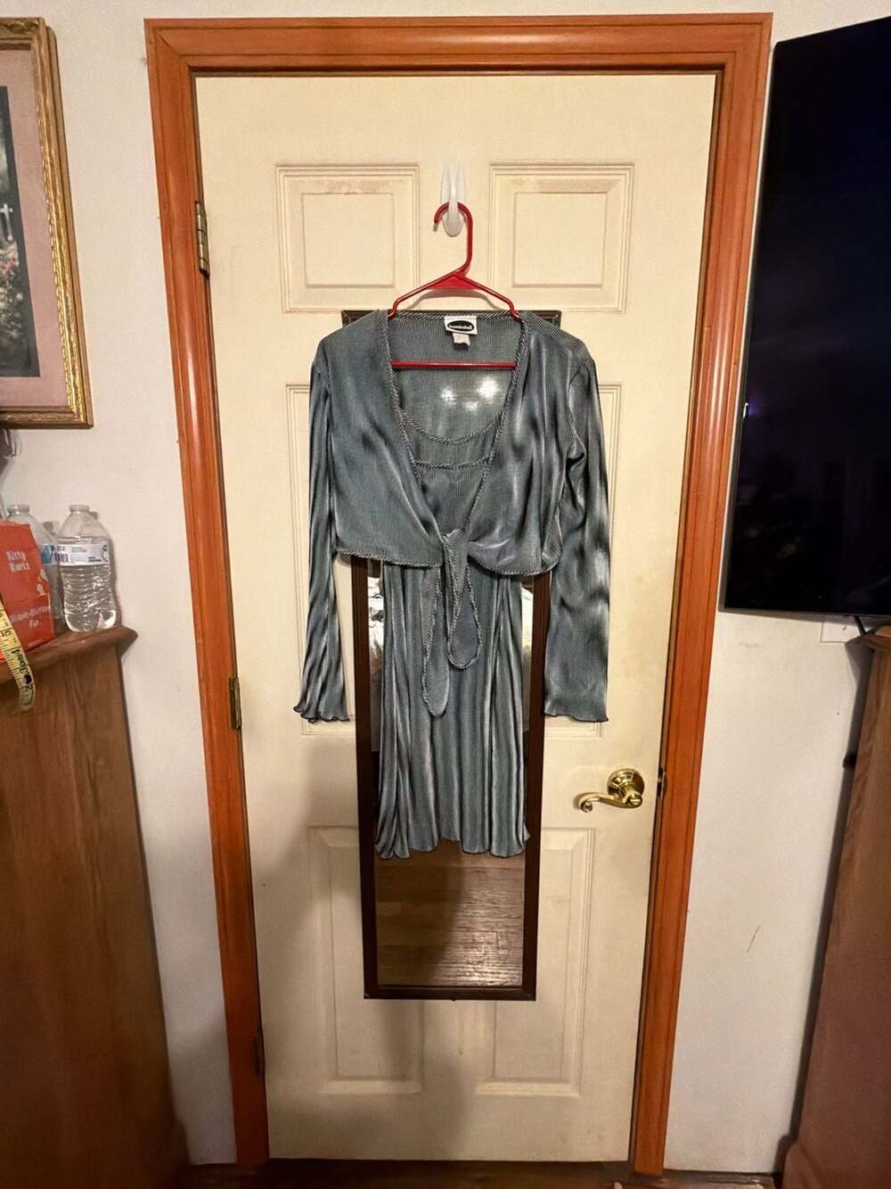 Vintage Bombshell Pleated Two-Piece Dress Set Size Small